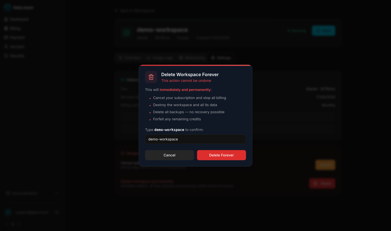 Delete confirmation