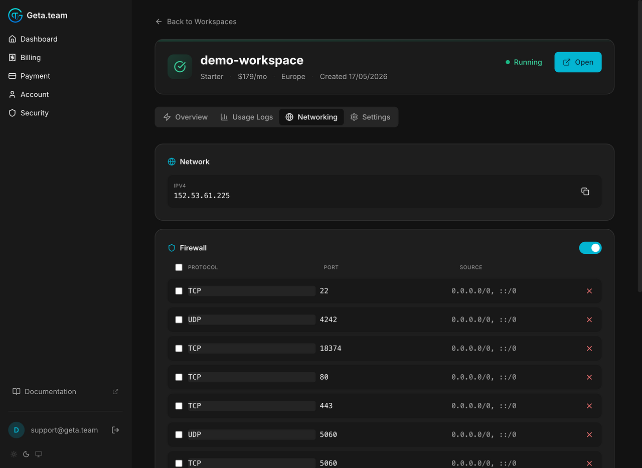 Networking tab