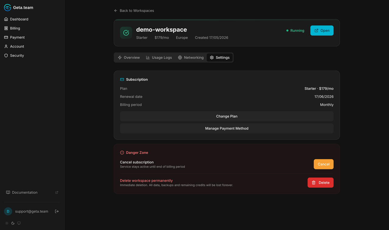 Workspace settings