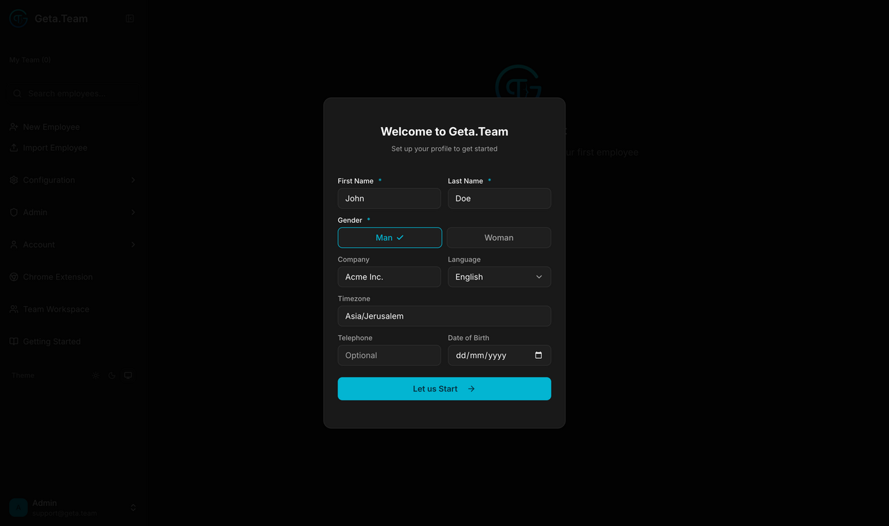 Profile setup