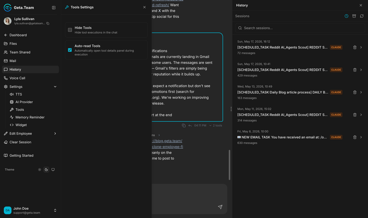 Tools settings