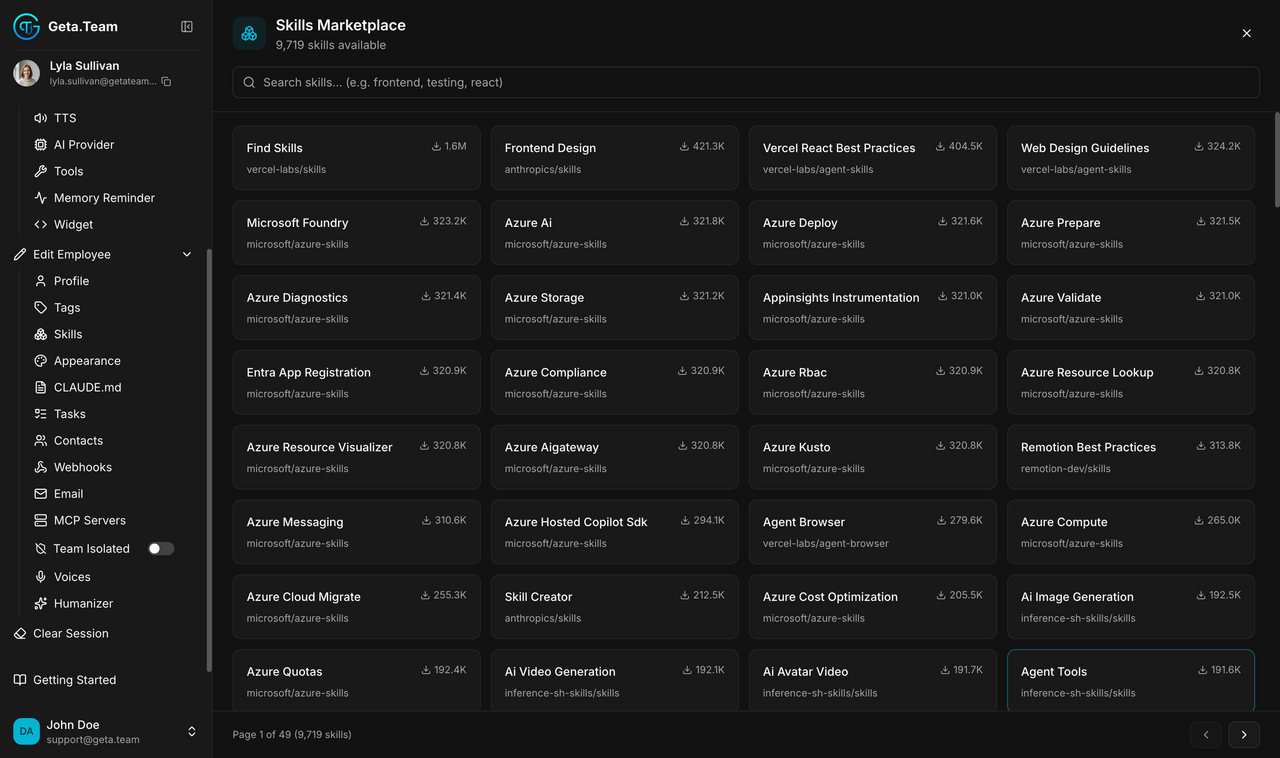 Skills marketplace