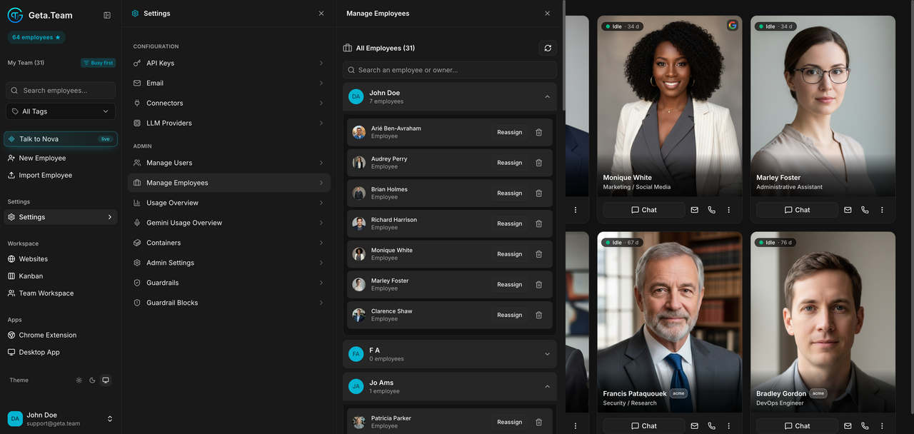 Manage employees