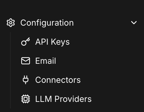 BYOK Configuration sidebar