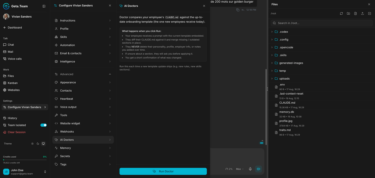 The AI Doctors screen