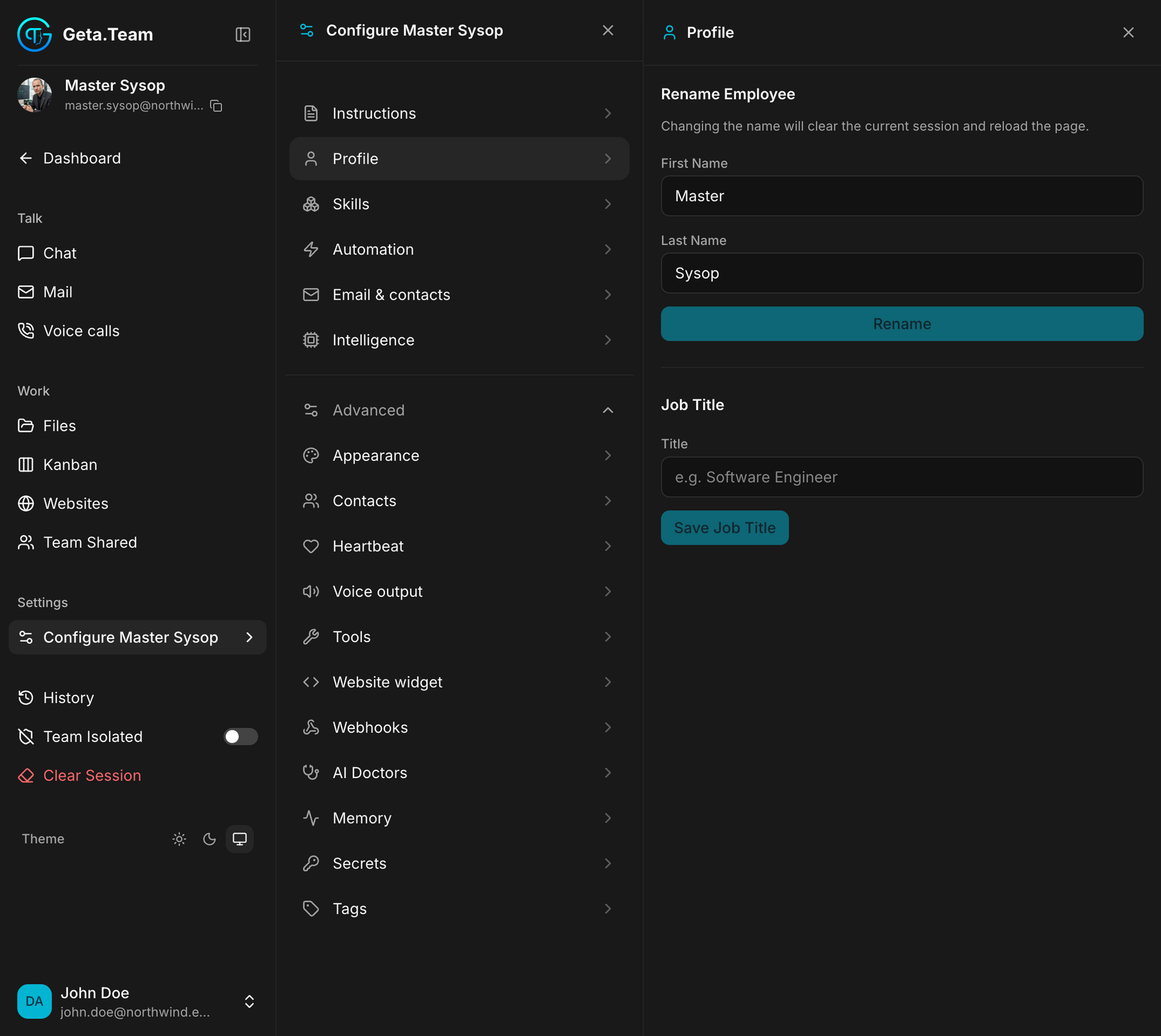 The Profile screen