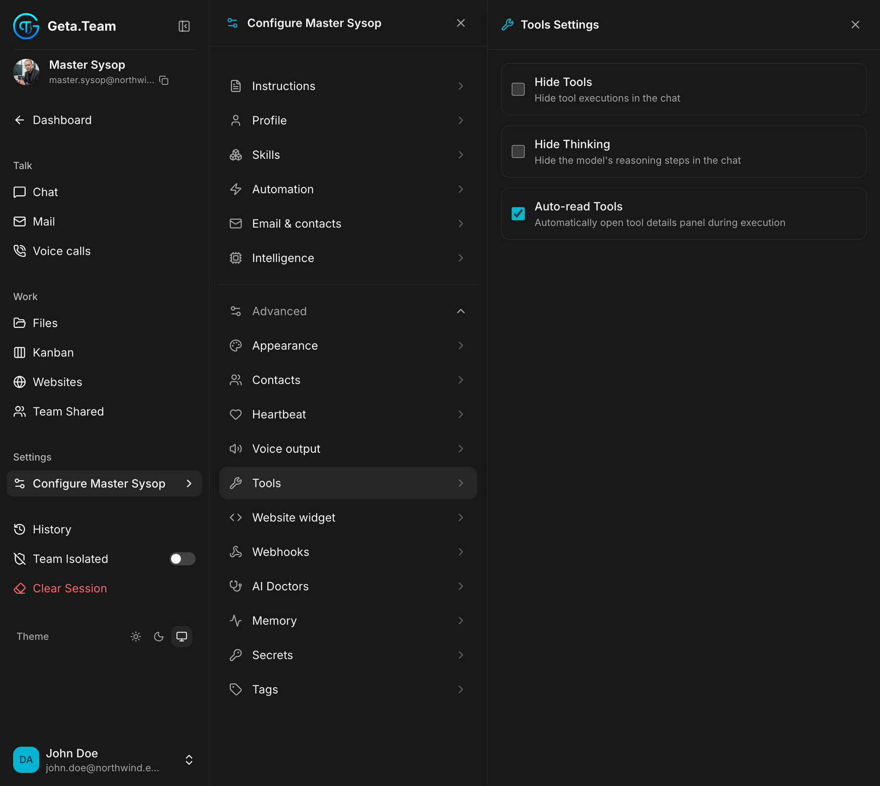 Tools Settings