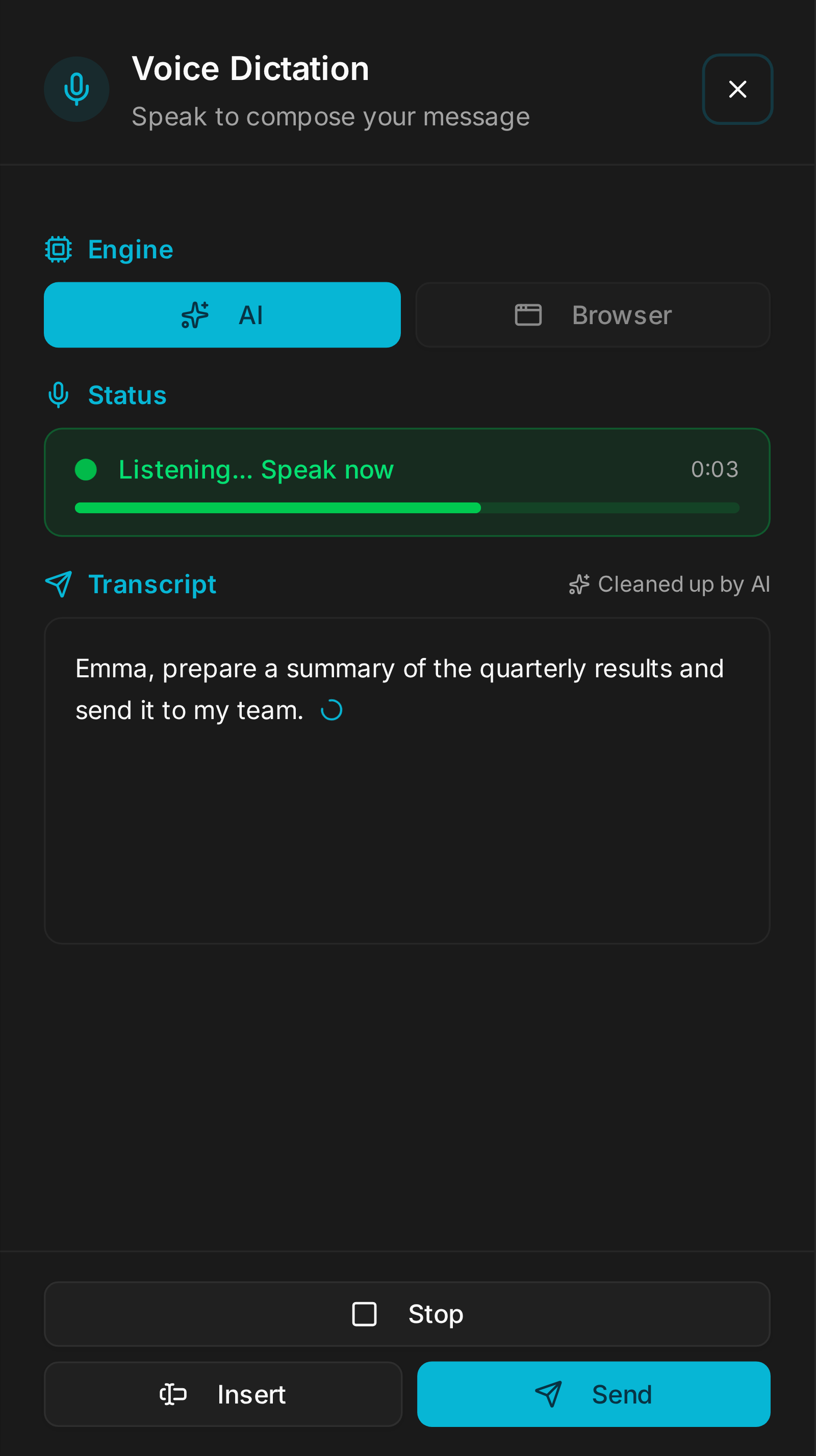 Voice dictation