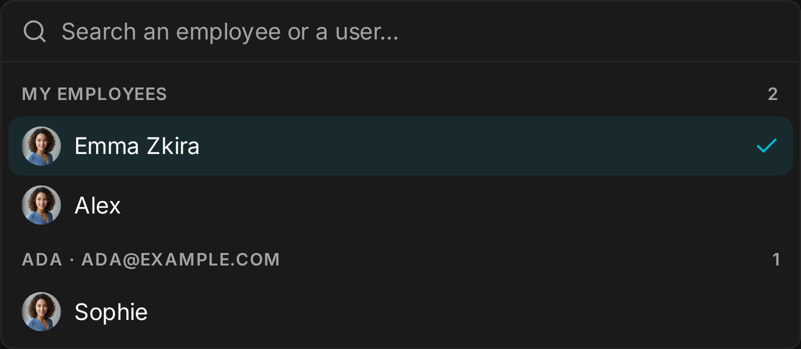 Choosing the employee for a connector