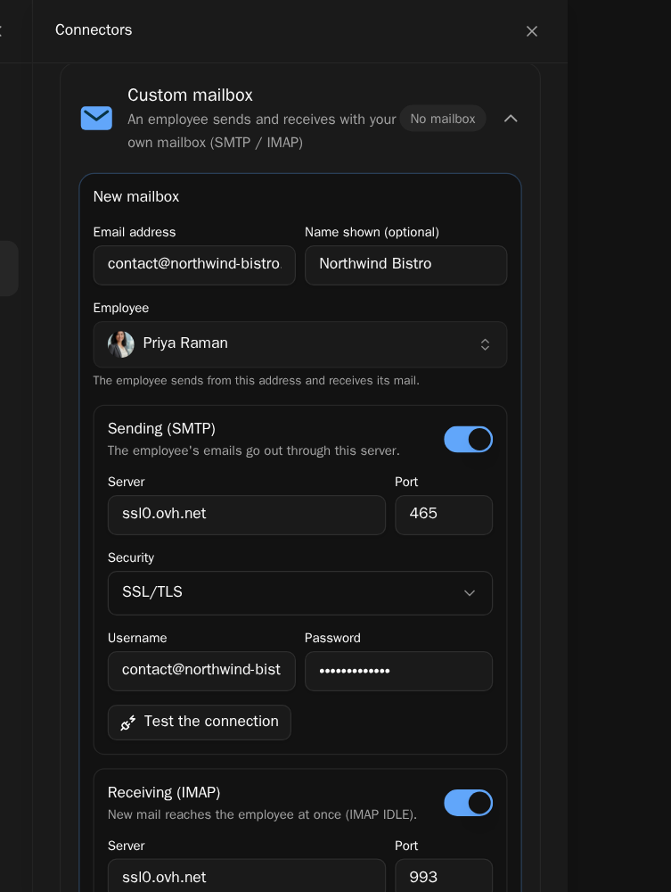 The Custom mailbox form
