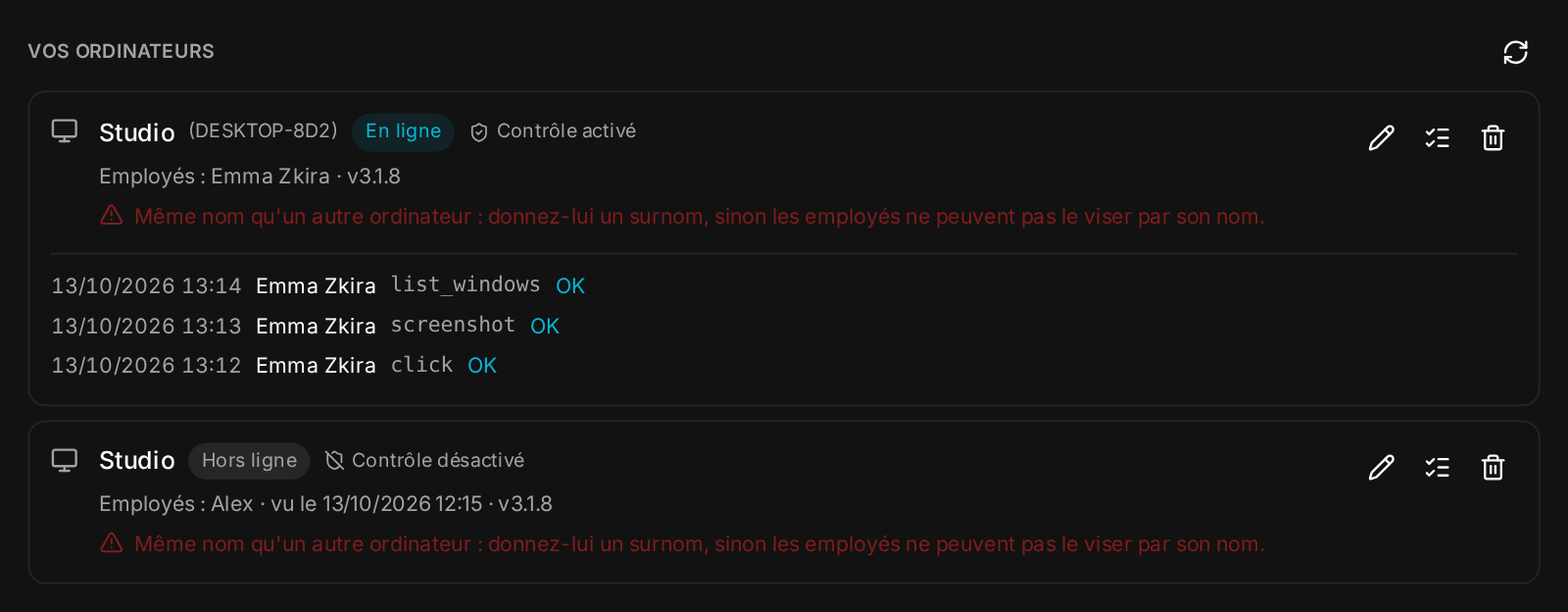 Le journal d'activité d'un ordinateur