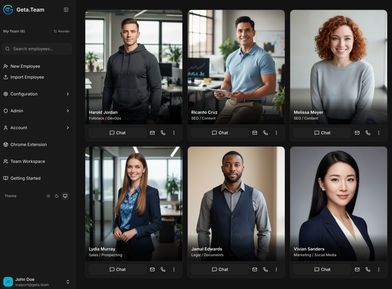 A workspace running a full AI team