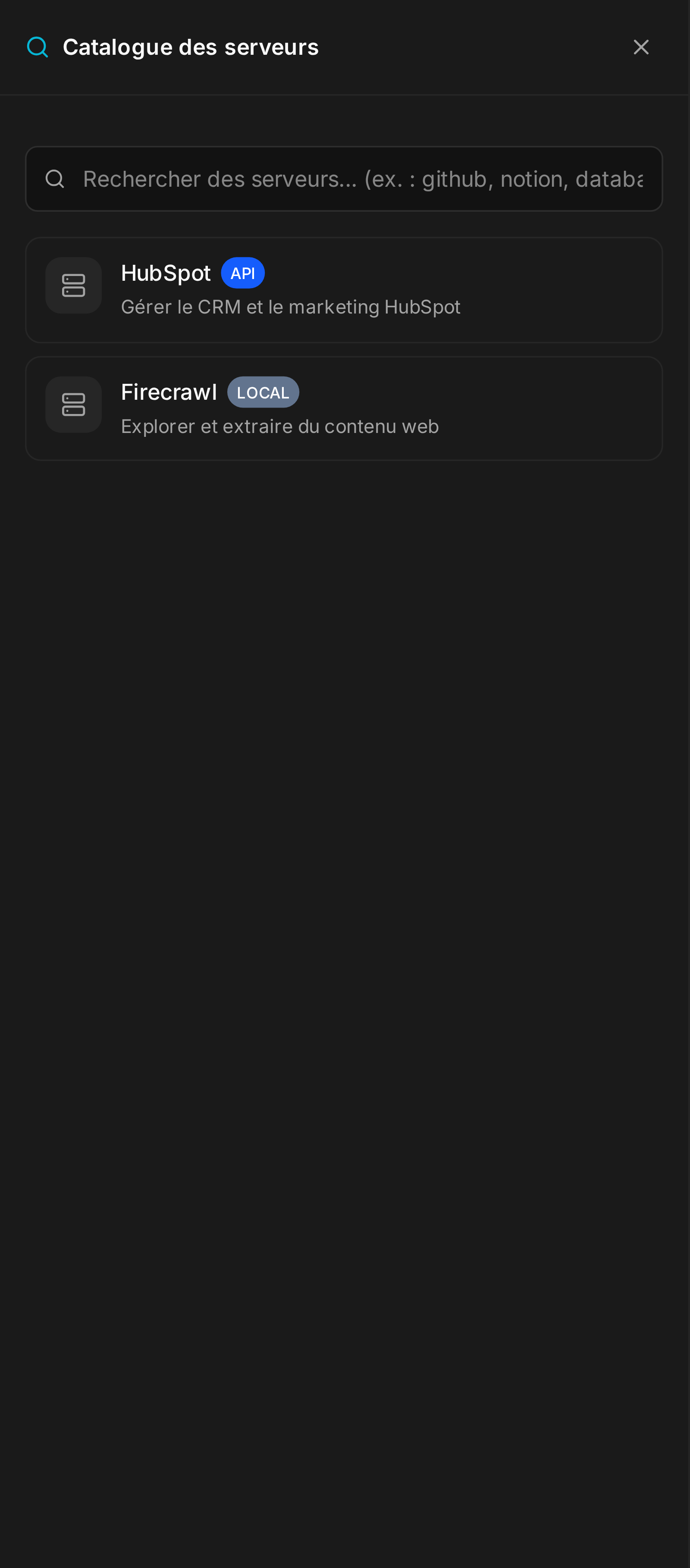 Le catalogue des serveurs MCP