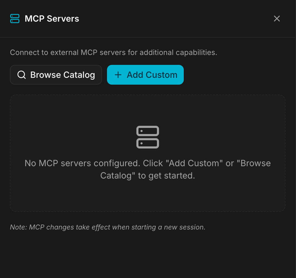 The MCP Servers panel