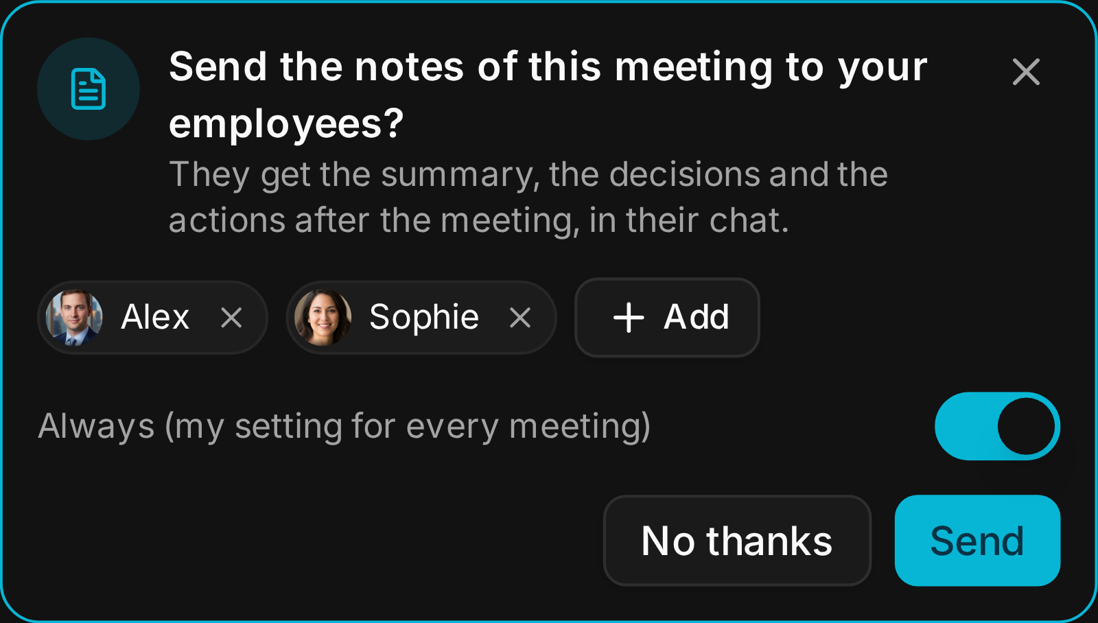 Choosing which employees get the notes