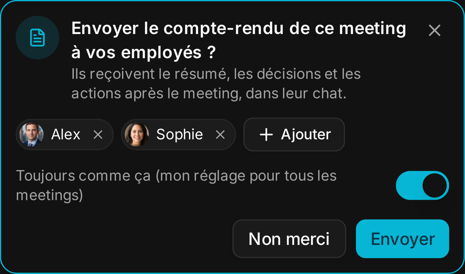 Choisir les employés qui reçoivent les notes