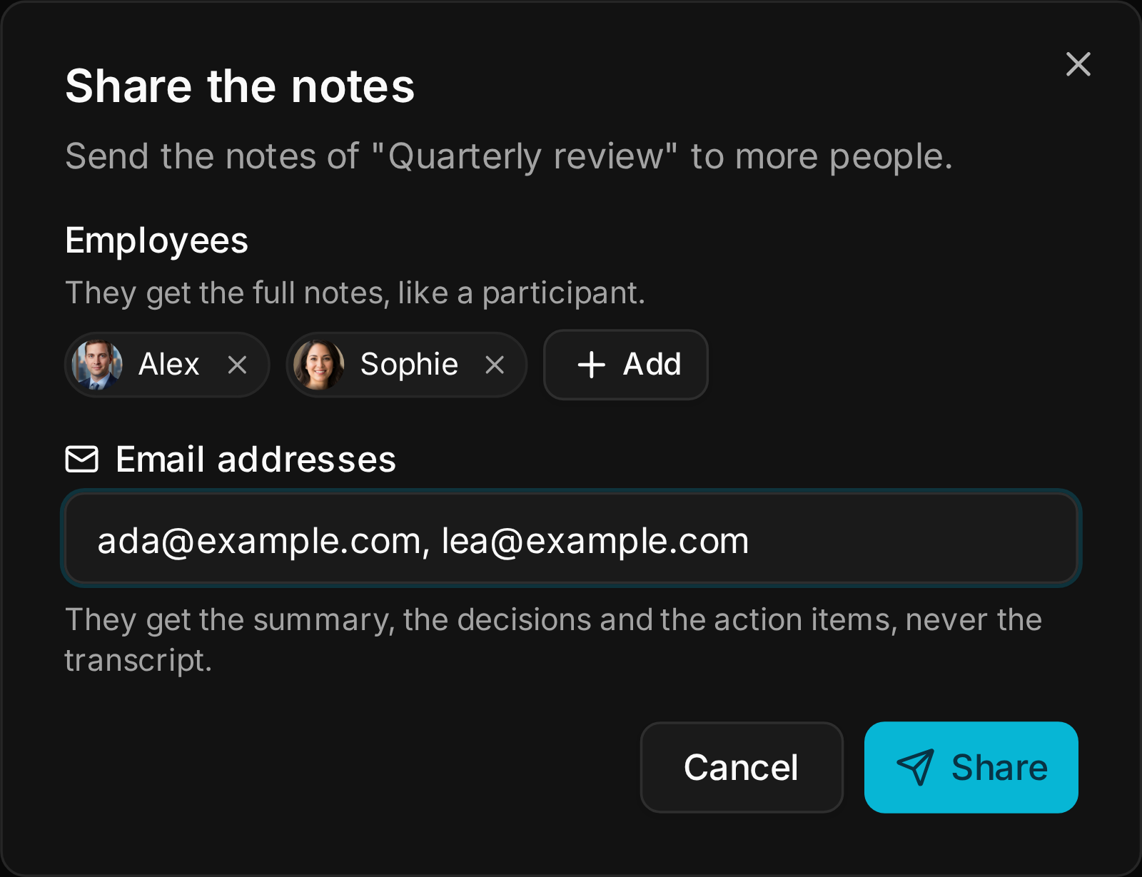 Share the notes