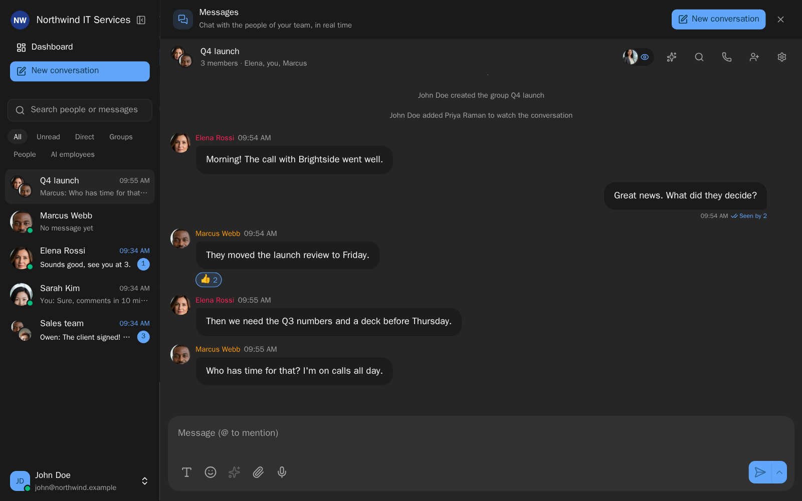 The Messages page