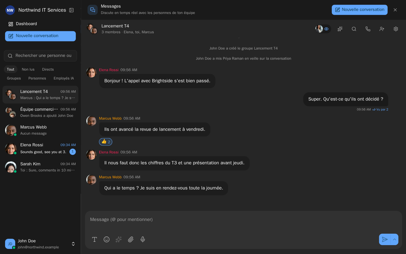 La page Messages
