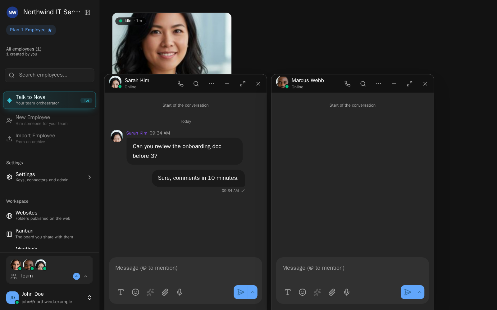 Conversation windows beside the sidebar