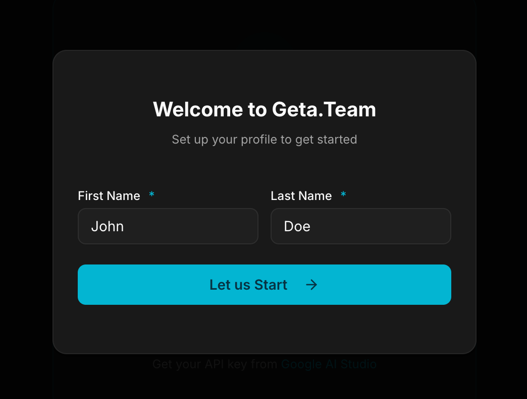 Welcome to Geta.Team — profile setup