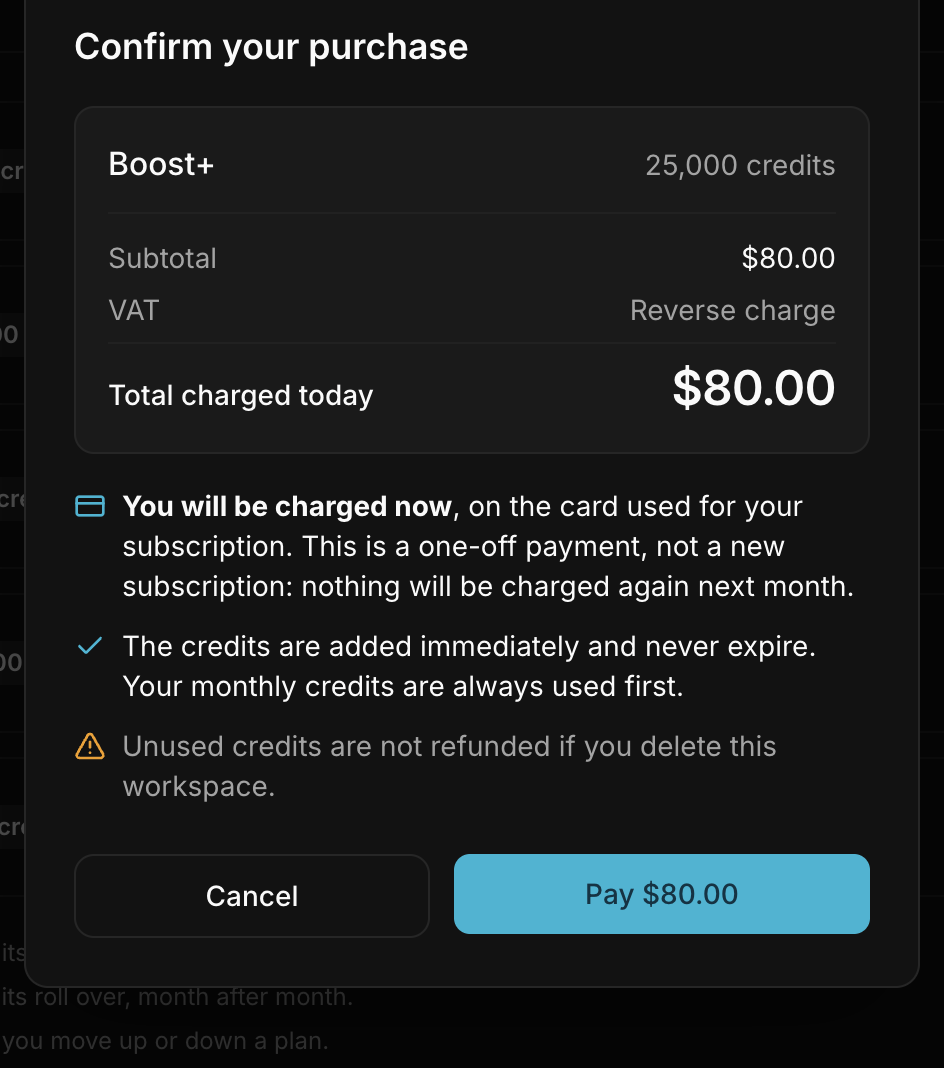 The purchase confirmation