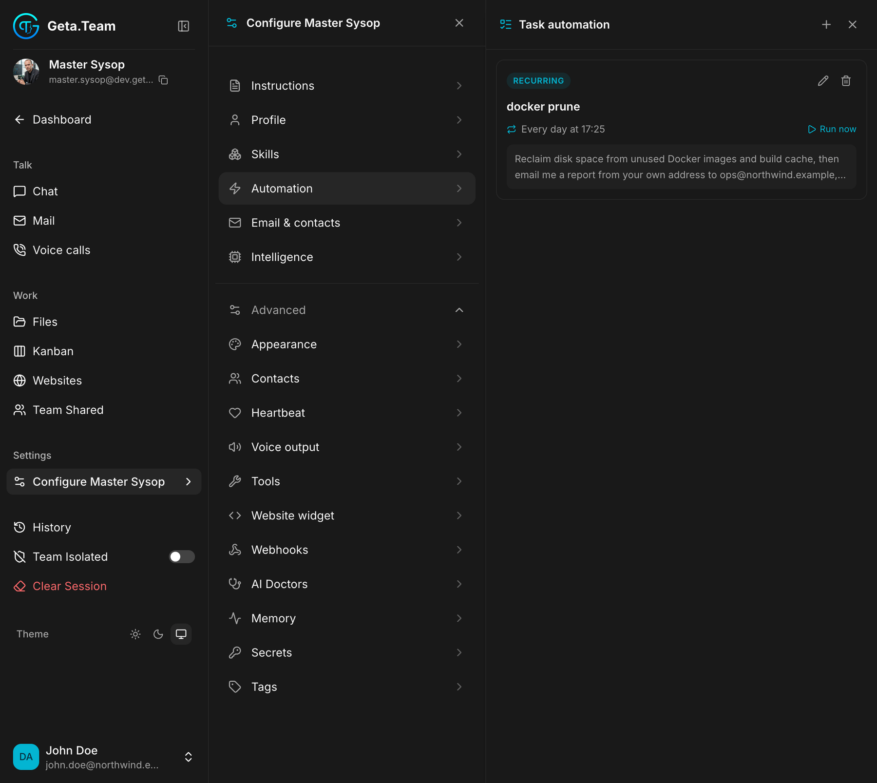 The task list