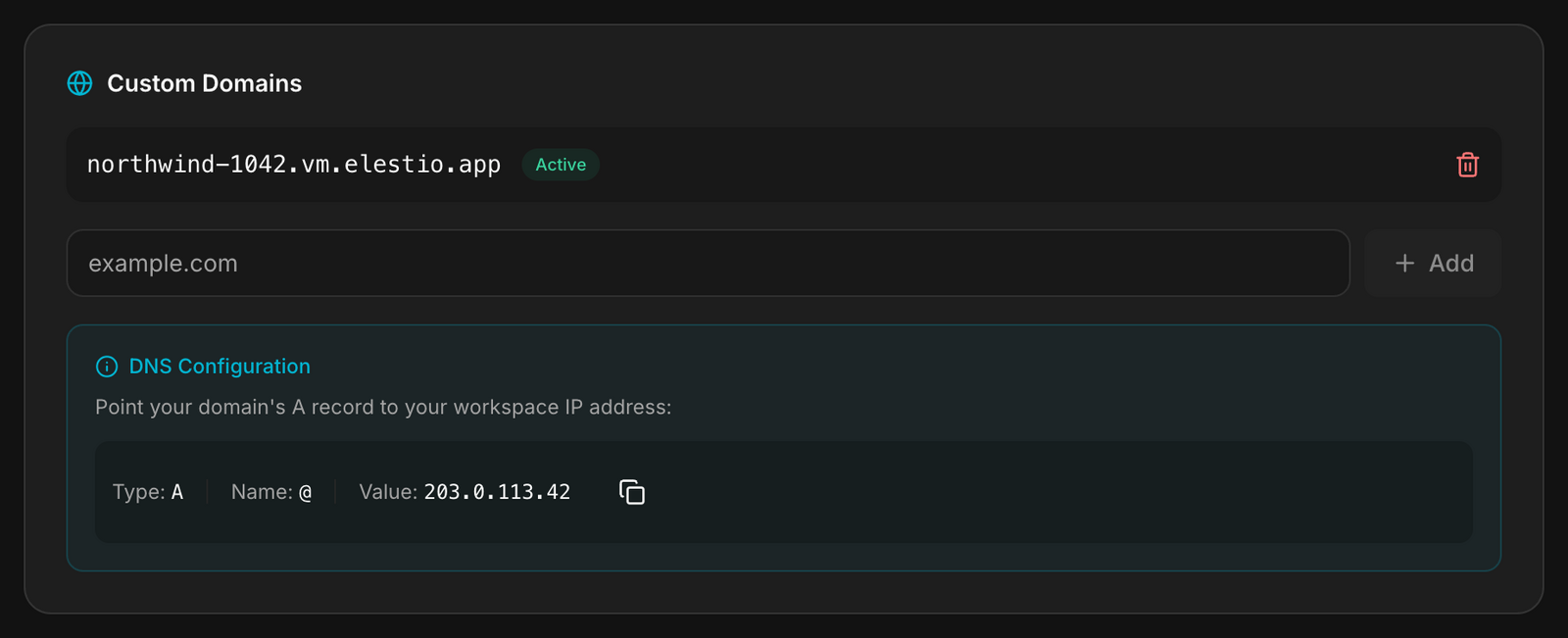 Custom domains and the DNS record to create